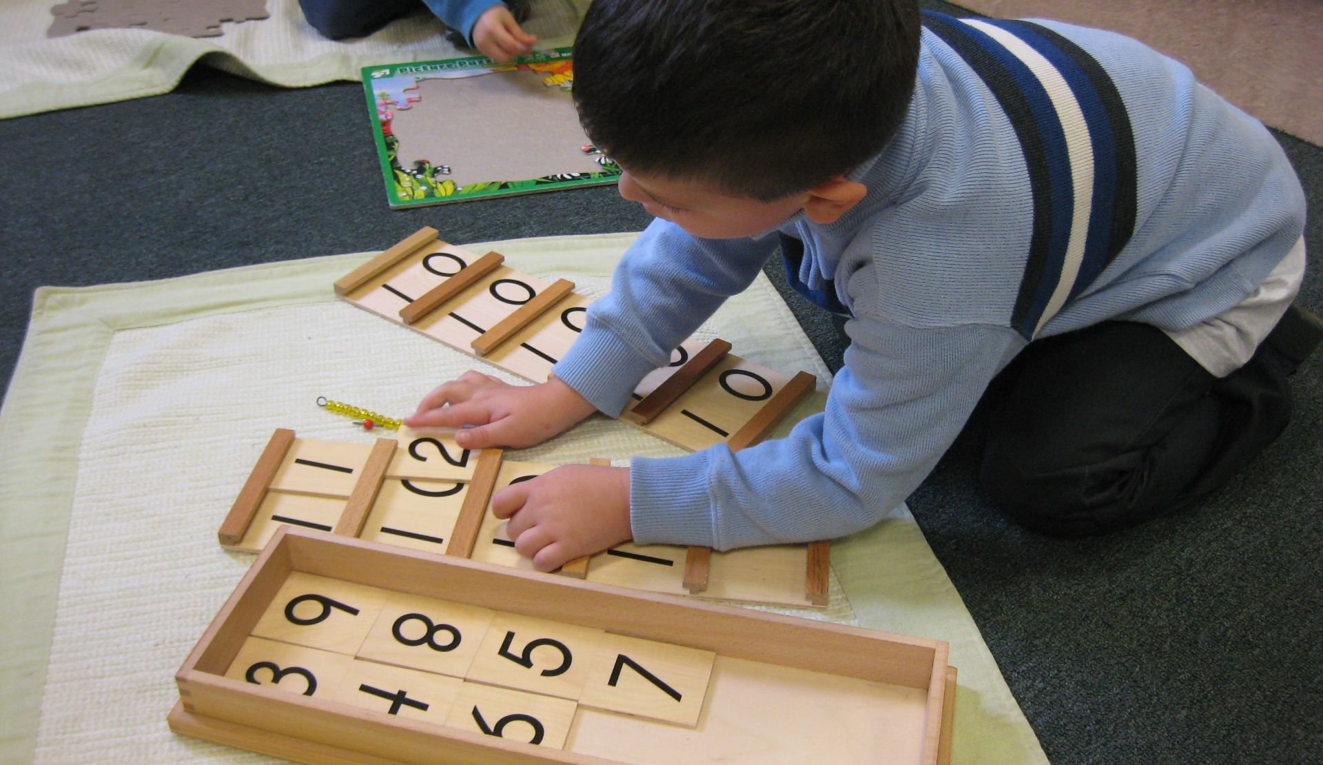 student practicing counting