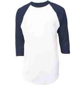 white and navy baseball t-shirt